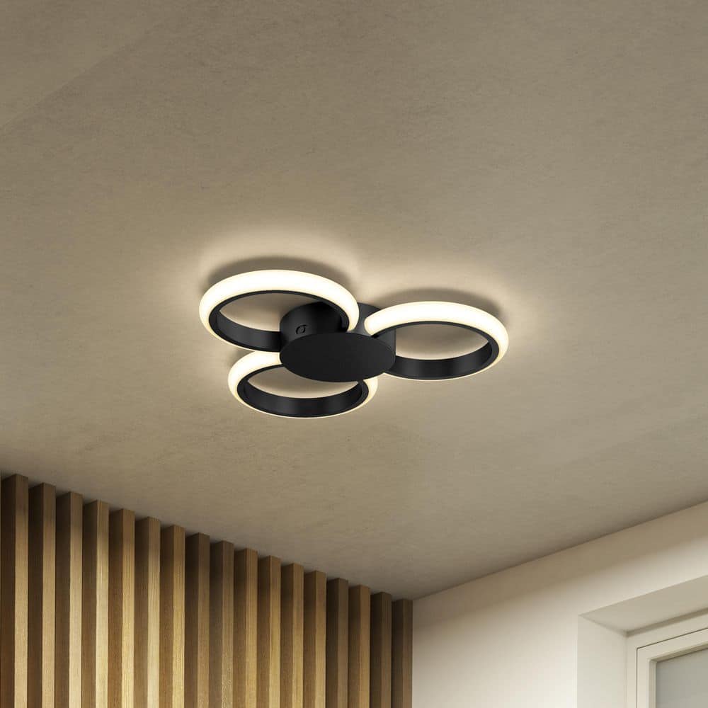 Nyala 15 in Modern Round Matte Black Integrated LED Flush Mount 5 CCT Selectable White Flush Mount price history on PriceWatchPro