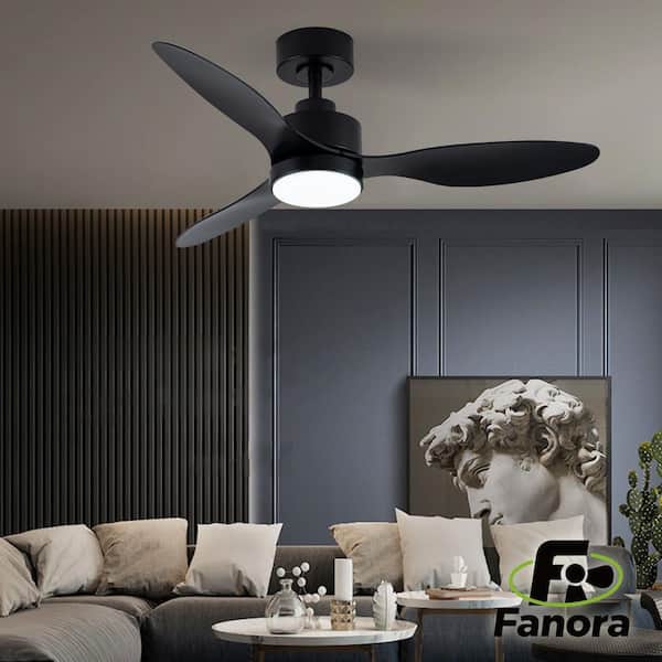 42 in. Black Low Profile Standard Ceiling Fan with Light, App & Remote Control