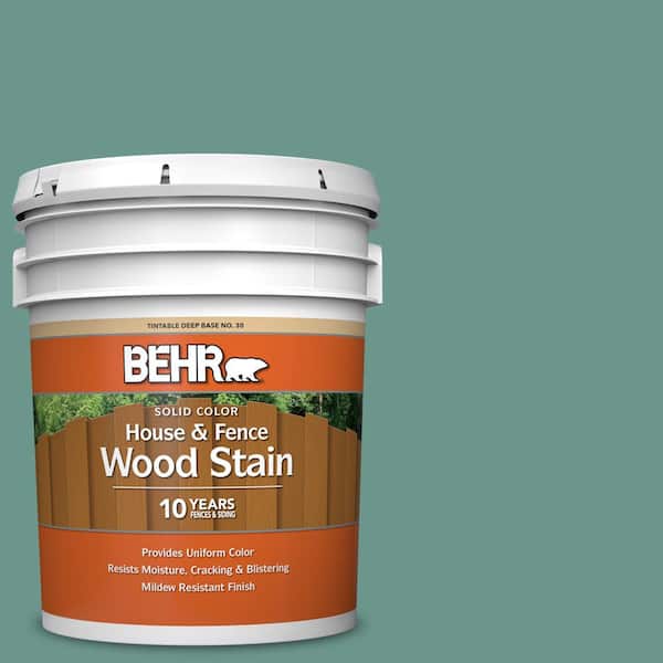 BEHR 5 gal. #M440-5 Lunar Tide Solid Color House and Fence Exterior Wood Stain