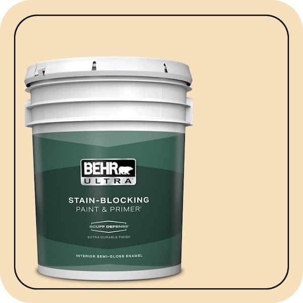 BEHR ULTRA 5 gal. #350E-3 Oklahoma Wheat Extra Durable Semi-Gloss Enamel Interior Paint & Primer