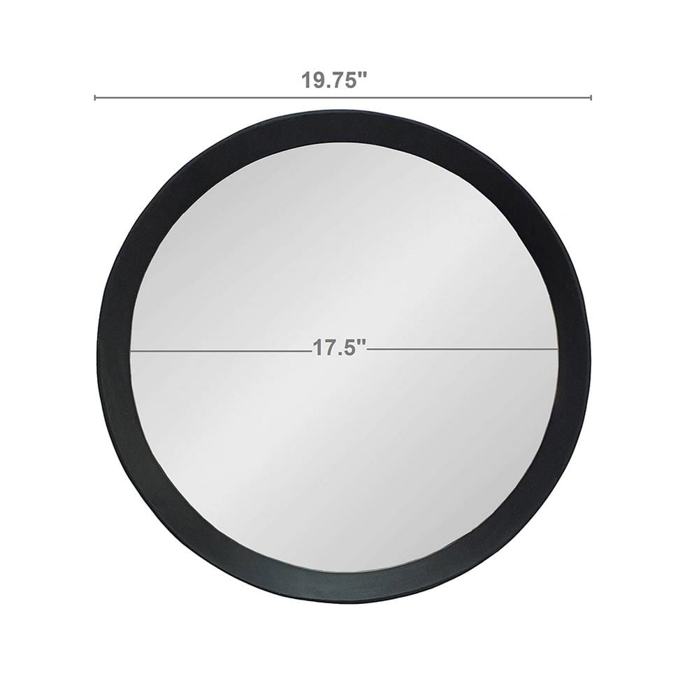 20" Round Black Mango Wood Decorative Wall Mirror