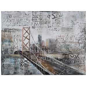 36 in. x 47 in. "Across The Bridge" Hand Painted Contemporary Artwork