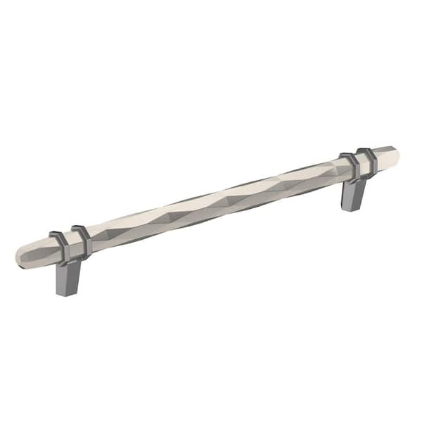 Amerock London 8 in. (203mm) Modern Satin Nickel/Black Chrome Bar Cabinet Pull