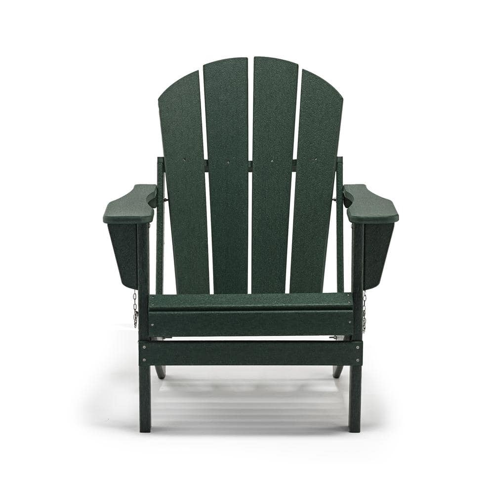 Classic Green Solid All-Weather Folding Plastic Adirondack Chair