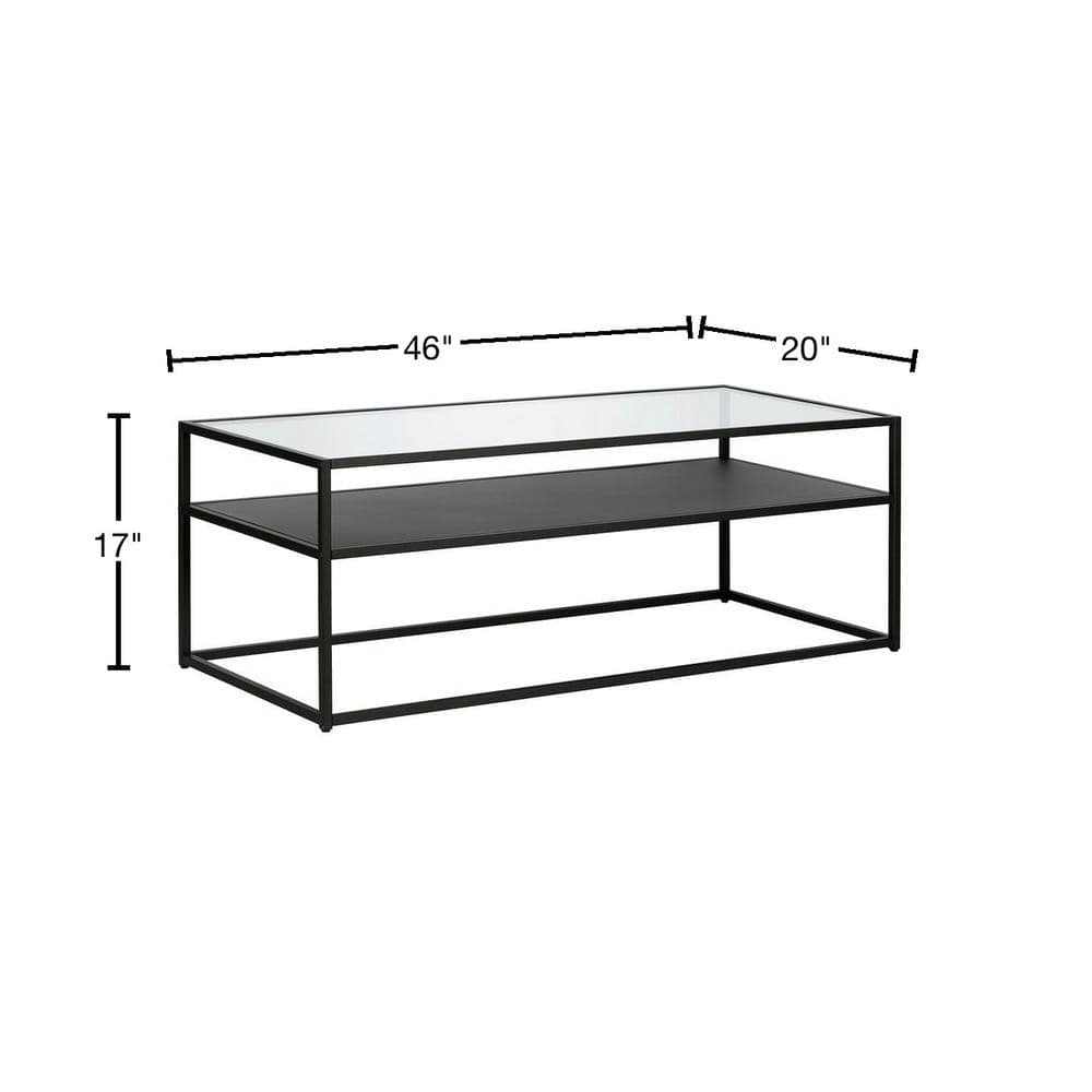 Ada 46'' Rectangular Blackened Bronze Metal & Glass Coffee Table