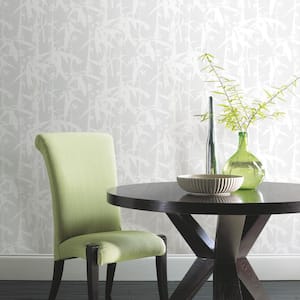 28.18 sq. ft. Modern Bamboo Grey Peel and Stick Wallpaper