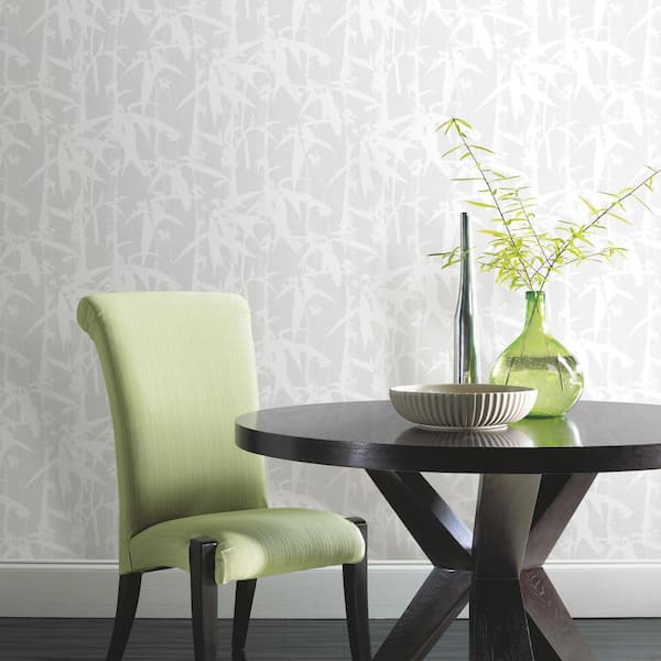 28.18 sq. ft. Modern Bamboo Grey Peel and Stick Wallpaper