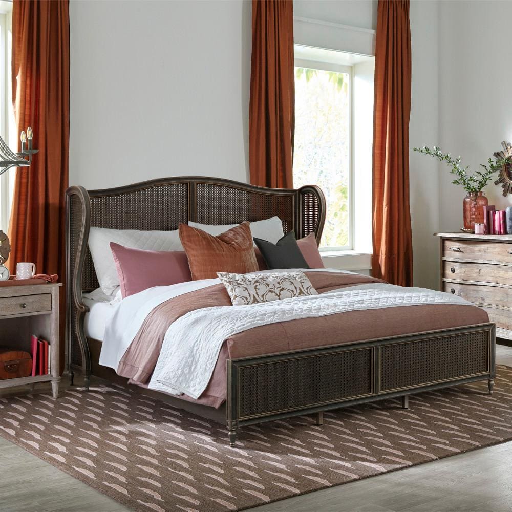 Sausalito King Bed with Wingback Headboard in Oiled Bronze
