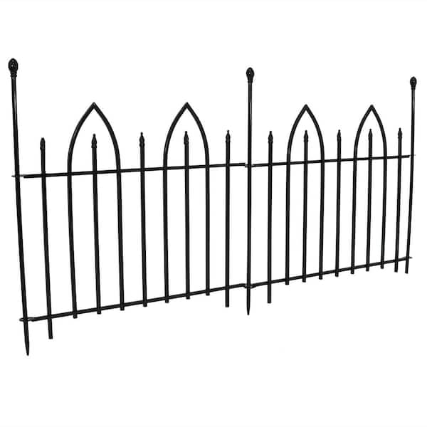 Sunnydaze 38 in. Iron Gothic Arch Garden Border Fence (2-Piece)