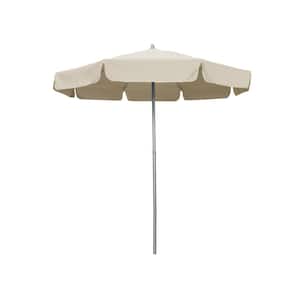 7.5 ft. Aluminum Market Patio Umbrella Fiberglass Ribs and Push-Button Tilt with Valance in Antique Beige Polyester