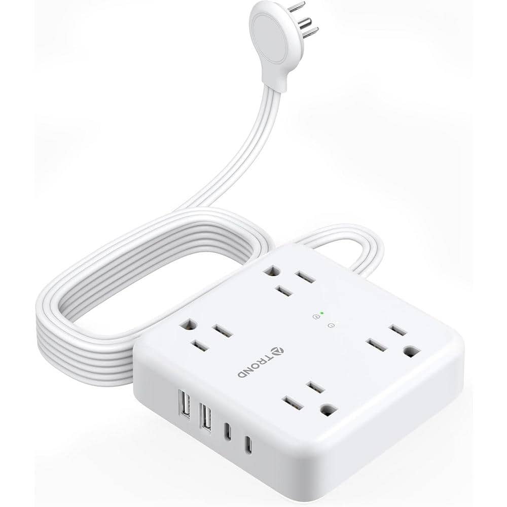 Lukyamzn 4Outlet Power Strip Surge Protector with 10 ft. Flat Long