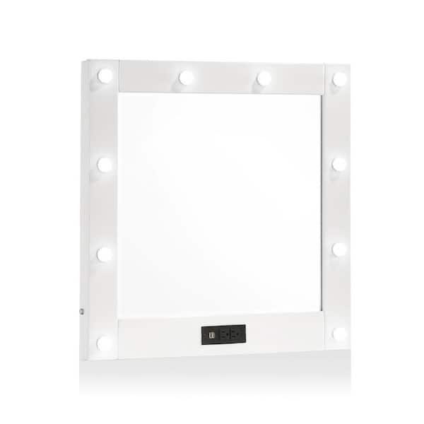 Furniture of America Solvang 29 in. H x 29 in. W Square Wood White Mirror