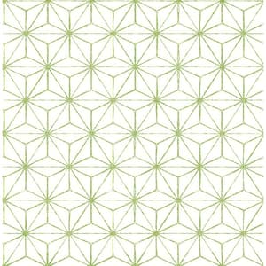 Orion Green Geometric Green Wallpaper Sample