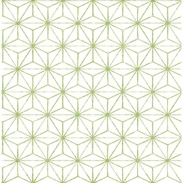 A-Street Prints Landon Green Abstract Geometric Green Wallpaper Sample