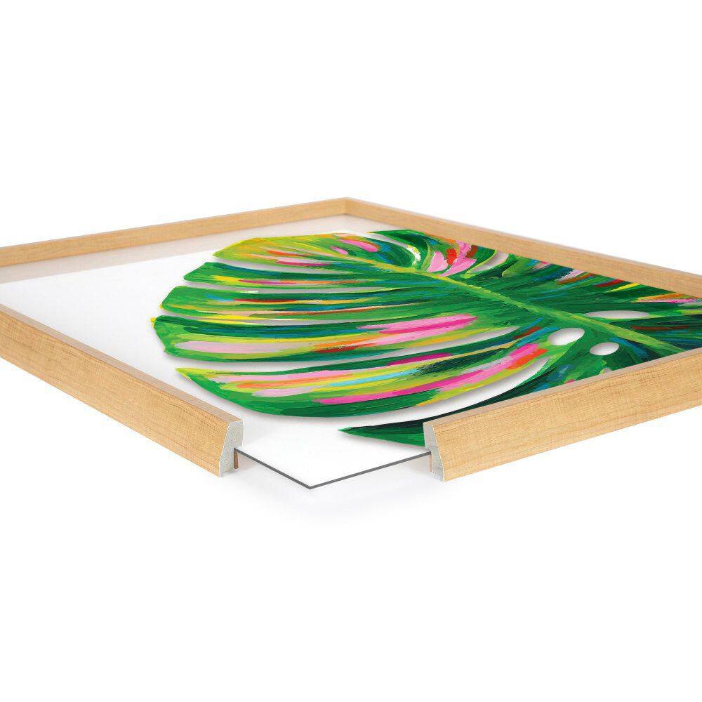 Colorful Monstera Botanical Art with Natural Frame, 24x32