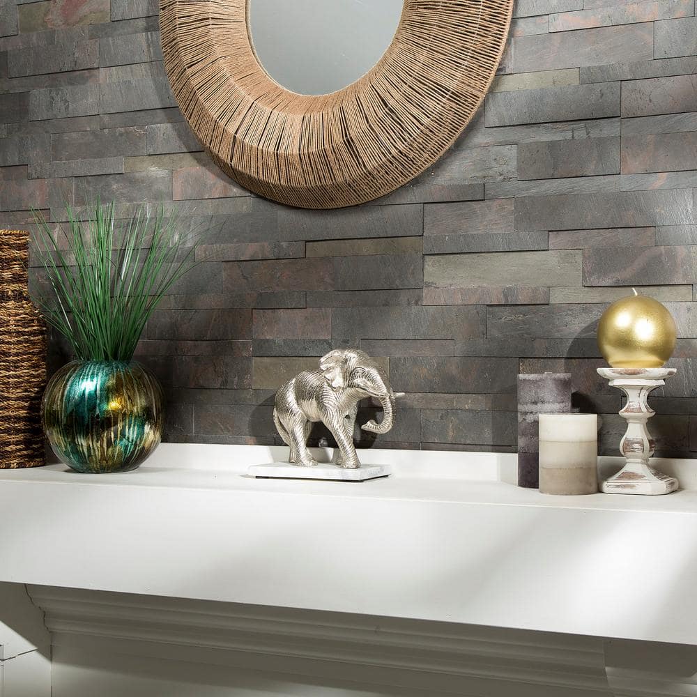 Kilnstone Gray Peel and Stick Real Stone Wall Tile