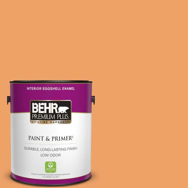 BEHR PREMIUM PLUS 1 gal. #270D-5 Adventure Orange Eggshell Enamel Low Odor Interior Paint & Primer