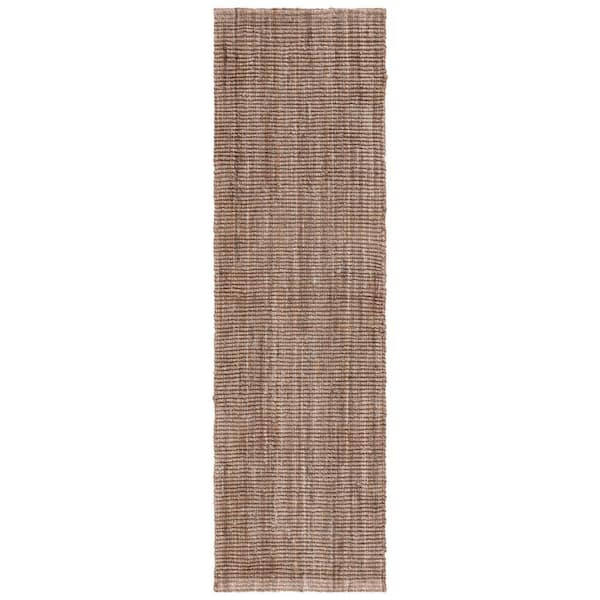 SAFAVIEH Natural Fiber Gray 2 ft. x 7 ft. Solid Color Runner Rug