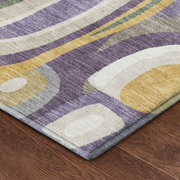Mayfield Premium Machine Washable Abstract AMF2488 Plum 2 ft. x 3 ft. Accent Rug