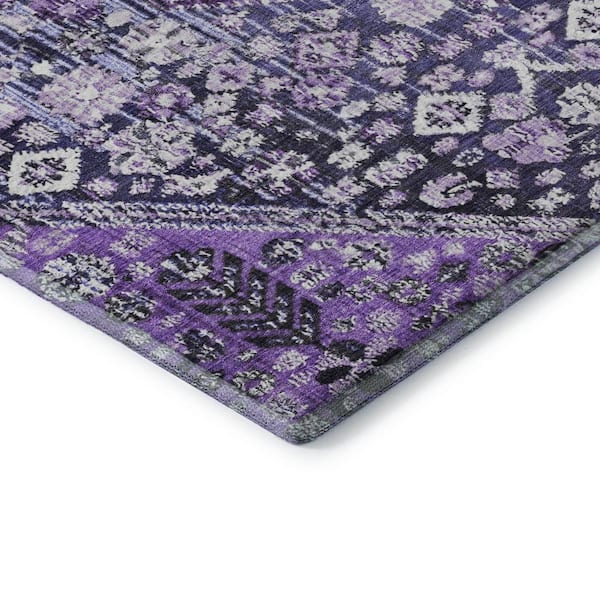 Mayfield Premium Machine Washable Abstract AMF1834 Purple 5 ft. x 7 ft. 6 in. Area Rug