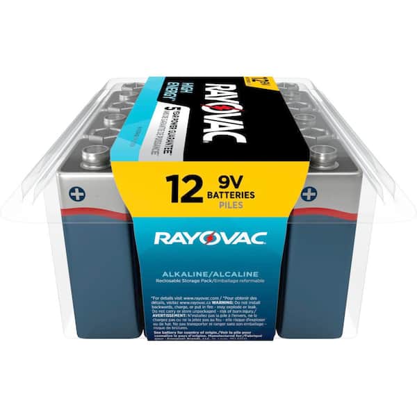 Rayovac High Energy 9V Batteries (12-Pack), Alkaline 9 Volt Batteries