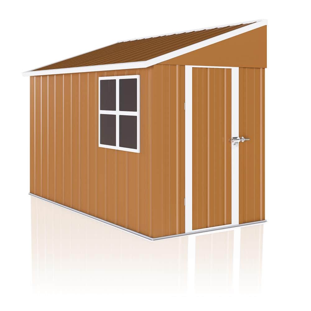 8 ft. W x 4 ft. D Brown Metal Storage Shed with Windows, Lockable Door & Ventilation(32 sq. ft. ) price history on PriceWatchPro