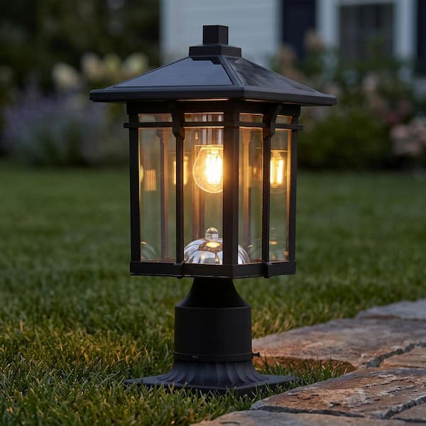 Byteany 16 in. 1-Light Black Aluminum Dusk to Dawn Solar Outdoor