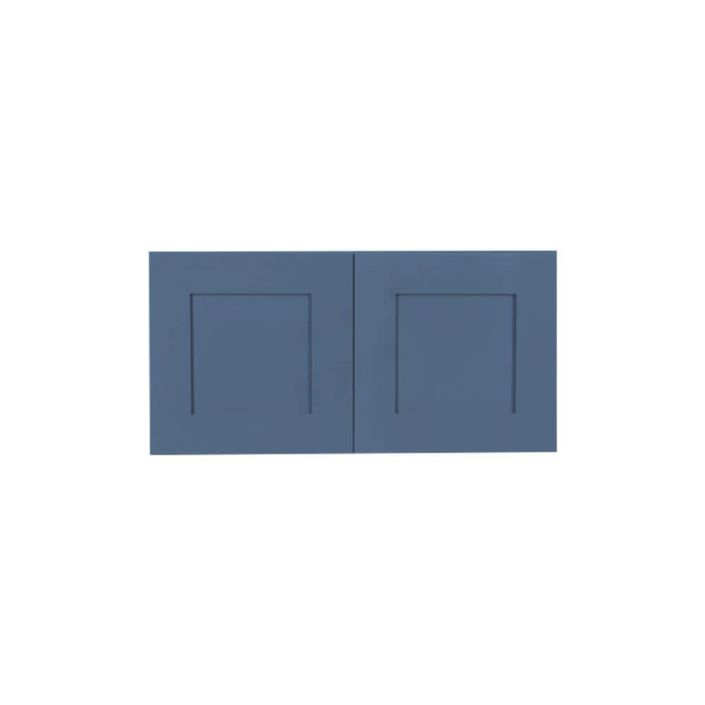 LIFEART Lancaster Blue Plywood Shaker Stock Assembled Wall Kitchen 30 in. W x