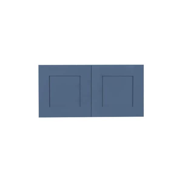 LIFEART CABINETRY Lancaster Blue Plywood Shaker Stock Assembled Wall Kitchen Cabinet 30 in. W x 15 in. H x 12 in. D