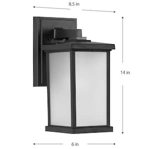 Trafford Non-Metallic Lantern 1-Light Textured Black Frosted Shade Traditional Outdoor Wall Lantern Sconce