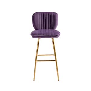 40.55 in. H Purple Bar Stools with Low Back and Footrest