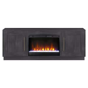 Tillman 68 in. Charcoal Gray TV Stand Fits TV's up to 75 in. with Crystal Fireplace Insert