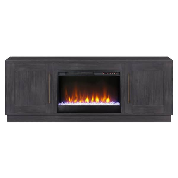 Meyer&Cross Tillman 68 in. Charcoal Gray TV Stand Fits TV's up to 75 in. with Crystal Fireplace Insert