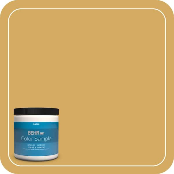 BEHR PREMIUM PLUS 8 oz. #350D-5 French Pale Gold Satin Enamel Interior/Exterior Paint & Primer Color Sample