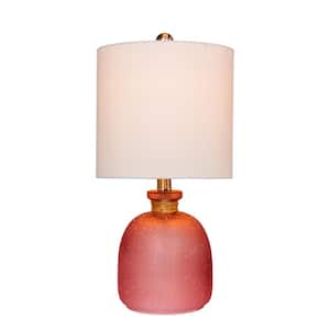 19.5 in. Island Bottle Glass Table Lamp in Frosted Pink