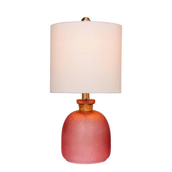 Fangio Lighting 19.5 in. Island Bottle Glass Table Lamp in Frosted Pink