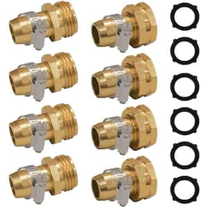 Garden Hose Repair Fittings with Clips for 3/4" or 5/8" Garden Hose Fittings, Set of 4
