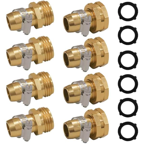 Garden Hose Repair Fittings with Clips for 3/4" or 5/8" Garden Hose  Fittings, Set of 4 B0874D6VYX - The Home Depot