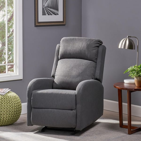 Dark Gray Fabric Rocker Recliner with Adjustable Backrest