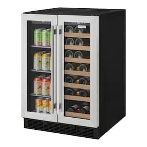 Dual Zone 24 in. Built-in 27-Bottle Wine and 60-Can Beverage Cooler in Stainless Steel