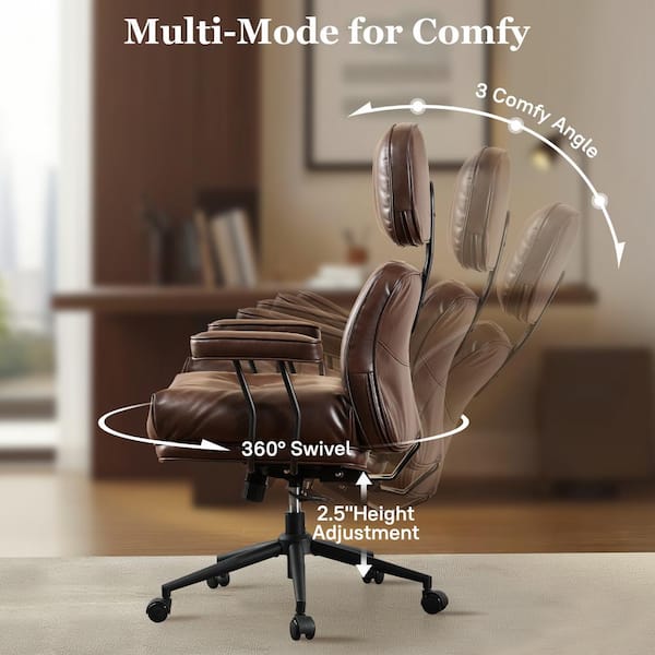 Allwex Kro PU Fabric Swivel Ergonomic Office Task Chair in Dark