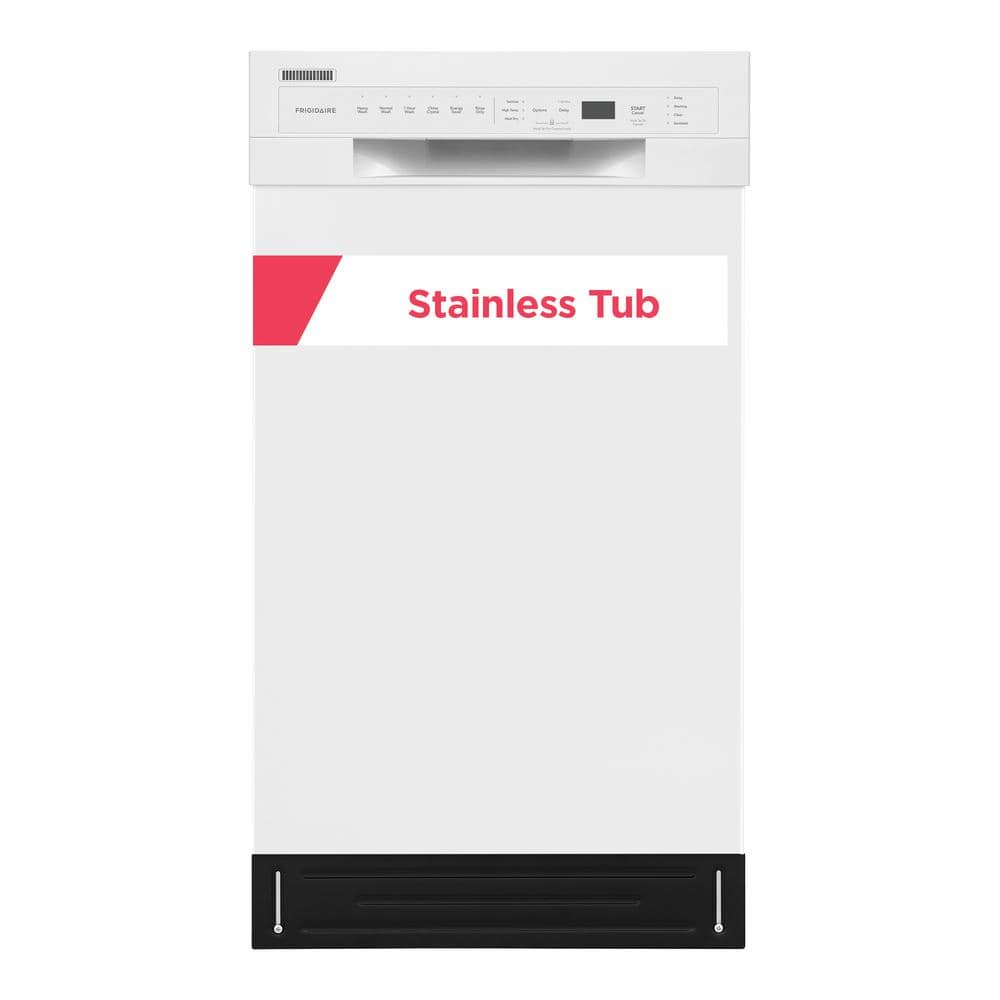 Frigidaire 18 in. White Front Control Built-In Tall Tub Dishwasher with Stainless Steel Tub, ENERGY STAR, 52 dBA