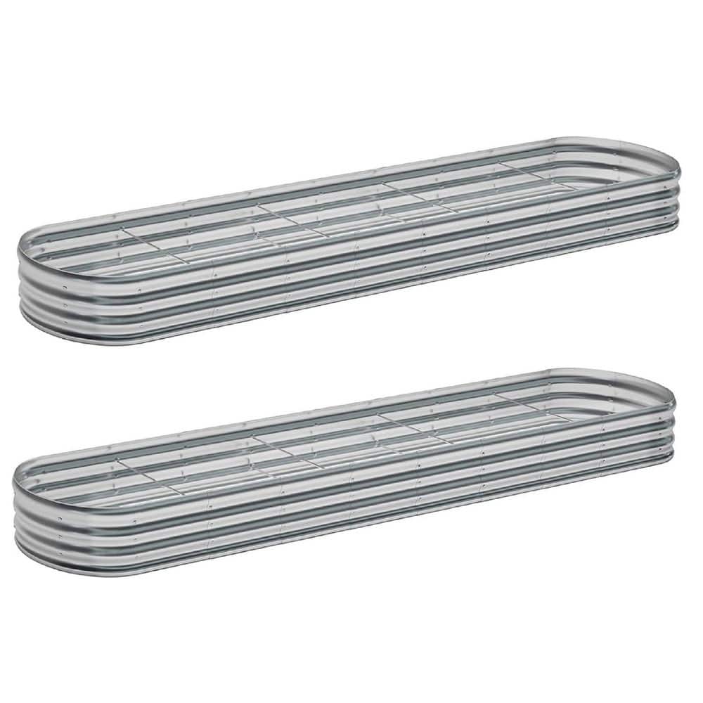 2 Pack Galvanized Raised Garden Bed 144 in. L x 24 in. W x 12 in. H Open Bottom Design Silver Metal Planter Box price history on PriceWatchPro