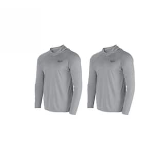 Men's Large Gray WORKSKIN Hooded Sun Shirt (2-Pack)