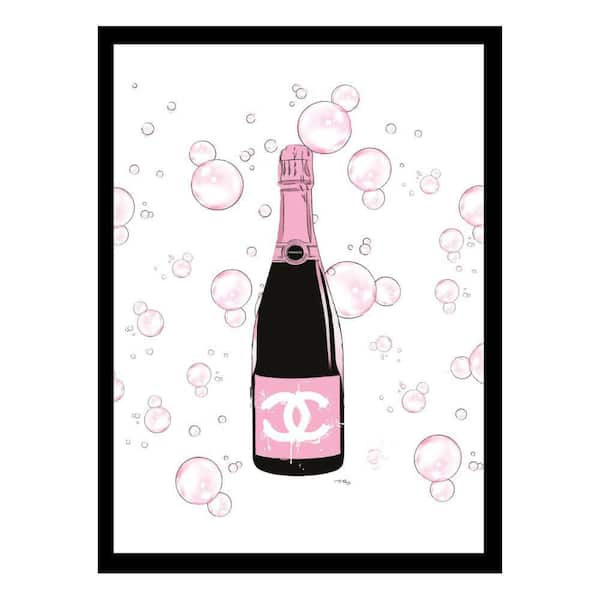 VENICE BEACH Collections Fashion Designer Bubbly Champagne Bottle by Fairchild Paris 1 Piece Framed Graphic Print 18 in. x 14 in.