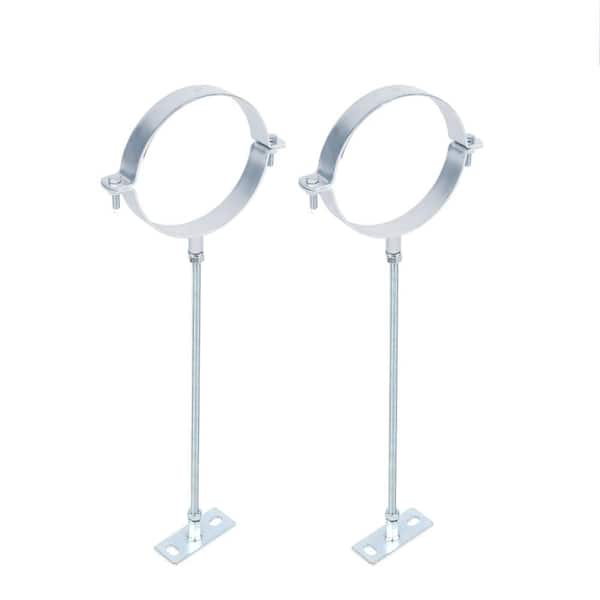 2-Piece 8 in Chimney Pipe Wall Support Bracket for 6 in Double-Wall Flue Split Ring Hanger 16 in Rod