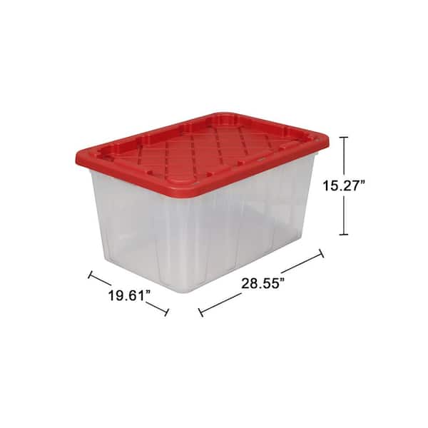 Tough Box 27 Gallon Clear Storage Tote with Gray Lid