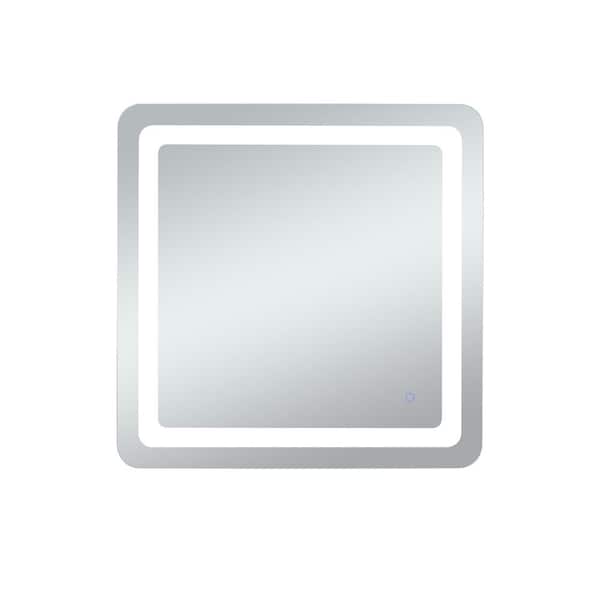 Unbranded Home Living 30 in. W x 30 in. H Rectangular Frameless LED Wall Bathroom Vanity Mirror in Glossy White (Color Changing)