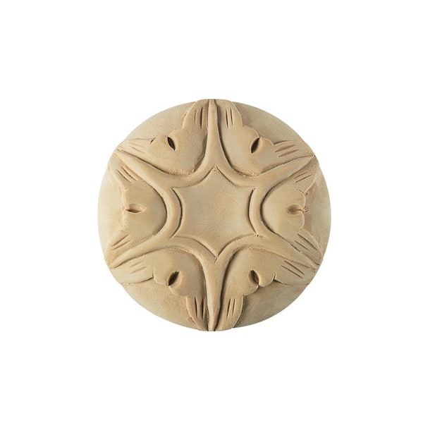 Waddell Round Rosette Applique - Large, 3.5 in. x 3.5 in. - Hand Carved ...