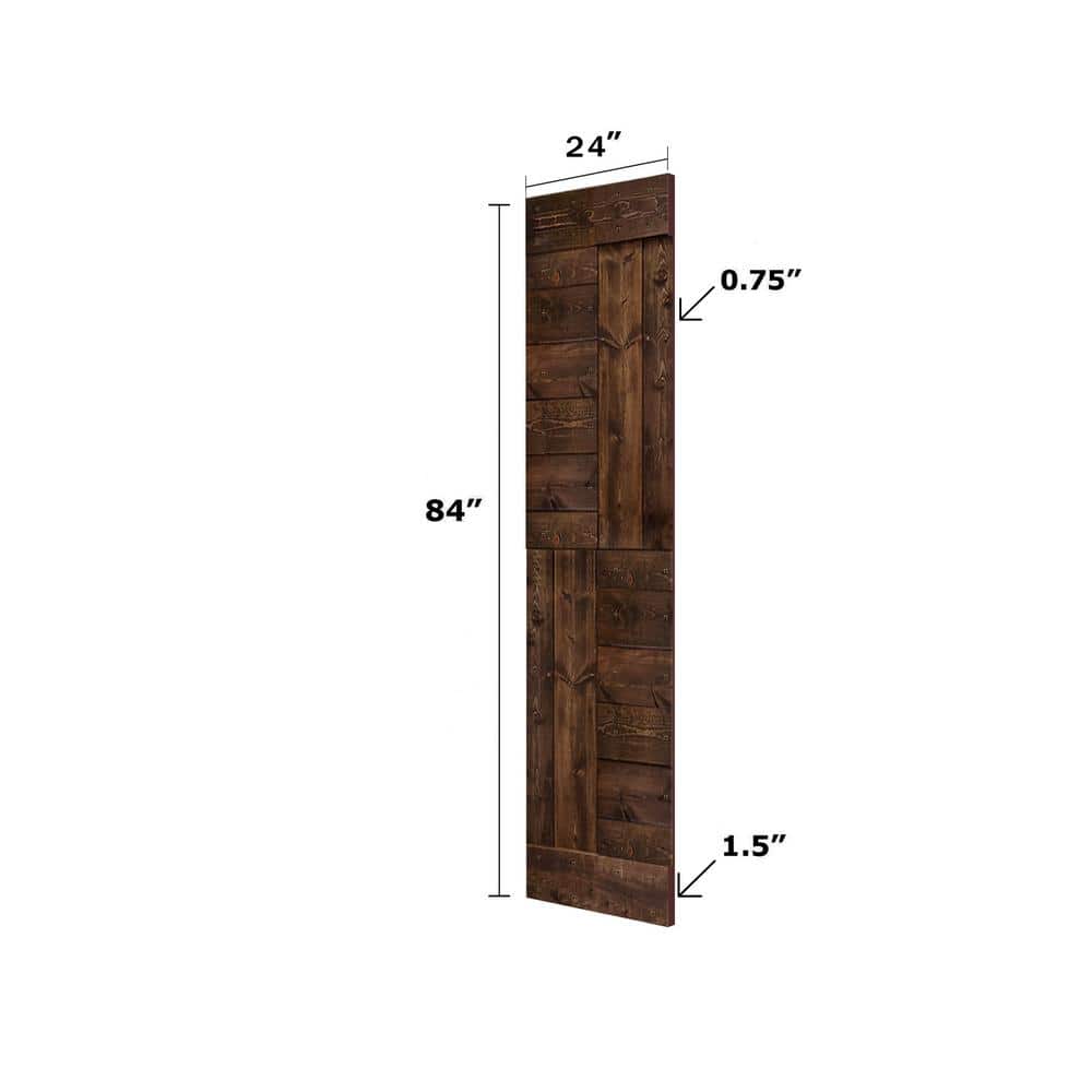 Kona Coffee Solid Wood Textured Sliding Barn Door Slab, 24" x 84"